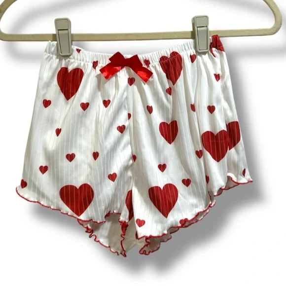 Women’s Sweetheart Crop Casual Pajama Short Set Size Medium - Picture 12 of 16
